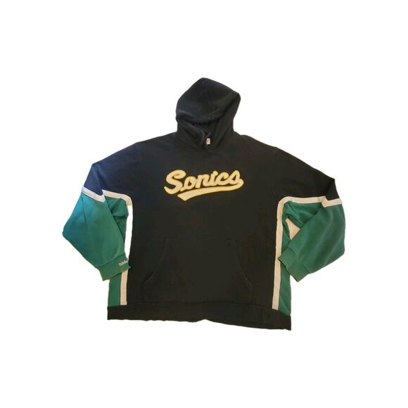 Vtg Seattle Sonics Hoodie 3X Hooded Sweatshirt Supersonics Logo Embroidered NBA - Picture 1 of 9